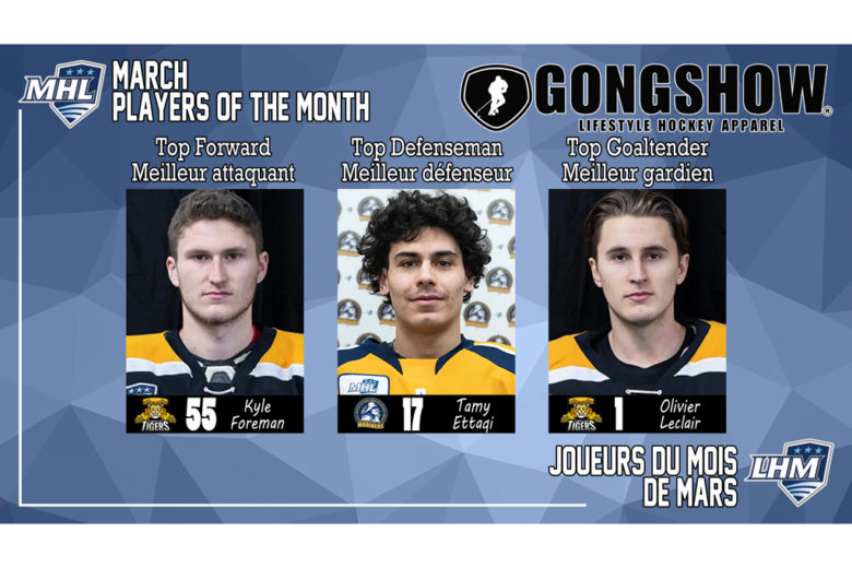 MHL names Gongshow Top Forward, Defenseman, Goaltender for March