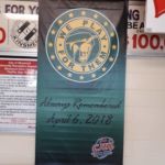 Sept 15, 2018 - The 'We Play For Them" banner in honour of the Humboldt Broncos hangs inside the Miramichi Civic Centre.